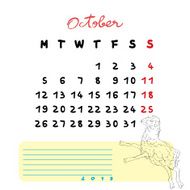 October sheep calendar 2015 N2