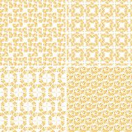 set of abstract yellow vector decoration pattern background