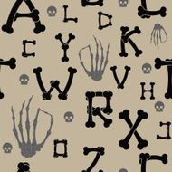 Seamless background letters made with bones