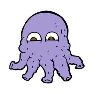 cartoon alien squid face N44