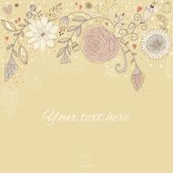 Floral retro background with hand drawn flowers