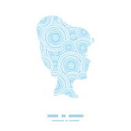 Vector doodle circle water texture girl portrait silhouette pattern frame