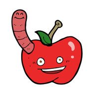 Cartoon Apple With Worm N88
