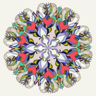 hand-drawing ornamental abstract background with flying cartoon hearts wings