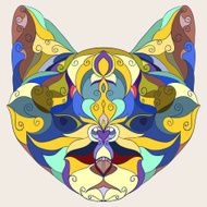 bright colored hand-drawing ornamental abstract cat background