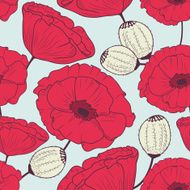 Red poppy flowers seamless pattern