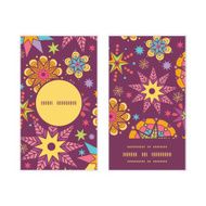 Vector colorful stars vertical round frame pattern business cards set N3