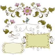 hand drawn set for a skrapbuking wedding card banners