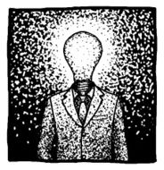Man in suit with light-bulb as head N2