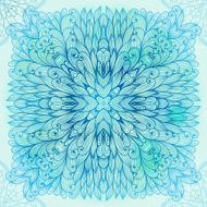 Hand drawn ethnic square blue ornament N4
