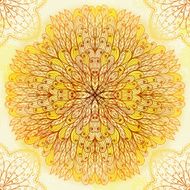 Hand drawn circular beige ornament N18