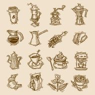 Coffee sketch icons set N2