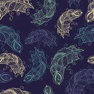 Vector seamless pattern with hand-drawn feathers N2