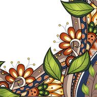 Colored Floral Background Hand Drawn Texture with Flowers N17