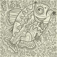 Doodle background decorative fish