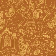 Seamless pattern with the Indian elements (vector)