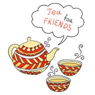 Doodle background - Tea for friends (vector)