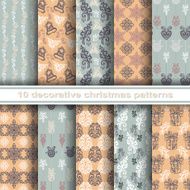 Set of 10 Seamless Christmas Patterns