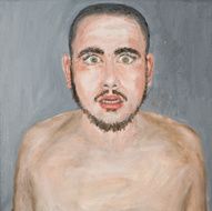 amazed man oil painting