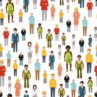 Large group of flat cartoon people vector seamless pattern