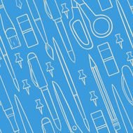seamless blue background with stationery