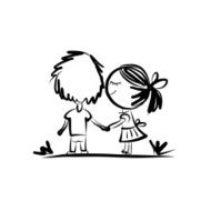 Couple in love together valentine sketch for your design N6