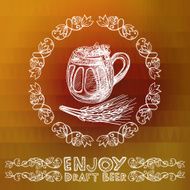 Hand drawn beer glass over bright background N4
