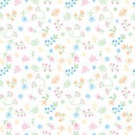 Vector hand drawn doodle flower seamless pattern N3