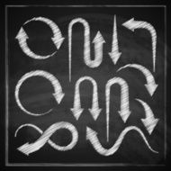 vintage illustration with set of arrows on blackboard background