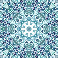 Seamless aqua watercolor doodle fantasy decorative pattern