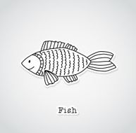 Fish drawing sticker style