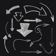 Chalk hand drawn arrow set on blackboard background