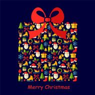 Christmas vector background with flat icons N2