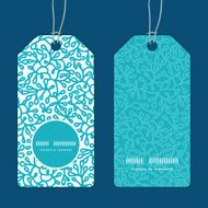 Vector abstract underwater plants vertical round frame pattern tags set
