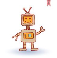 Doodle Robot cartoon vector illustration N43