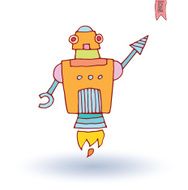 Doodle Robot cartoon vector illustration N46
