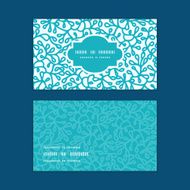 Vector abstract underwater plants horizontal frame pattern business cards set