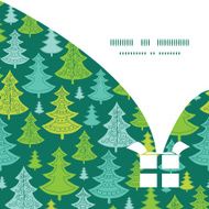 Vector holiday christmas trees Christmas gift box silhouette pattern frame