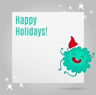 Christmas background with cute blue monster and space for text