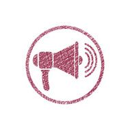 Loudspeaker vector icon with hand drawn lines texture