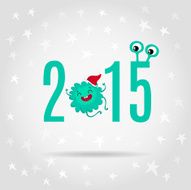 Christmas background with cute blue monster