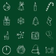 Vector Set of Chalk Christmas and New Year Icons