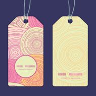 Vector doodle circle texture vertical round frame pattern tags set