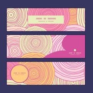 Vector doodle circle texture horizontal banners set pattern background