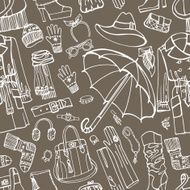 Females outerwear accessories seamless pattern Outline Sketchy N2