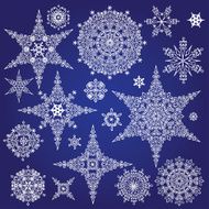 Silhouette Snowflakes winter set Vector doodles