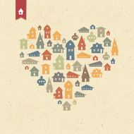 Heart shaped many houses icons Realty concept Vector EPS10