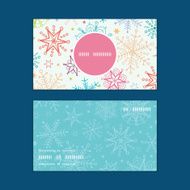 Vector colorful doodle snowflakes vertical round frame pattern business cards N2