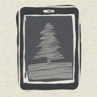 Christmas tree on tablet device vector illustration EPS10