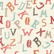 seamless pattern with doodle colorful latin alphabet